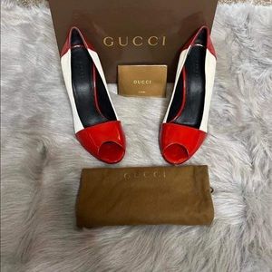 Gucci red and white heel